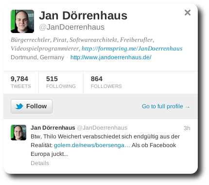 Jan Dörrenhaus zu Facebook, Datenschutz und Thilo Weichert
