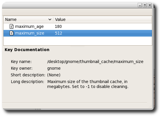 gconf-editor screenshot setting thumbail cache